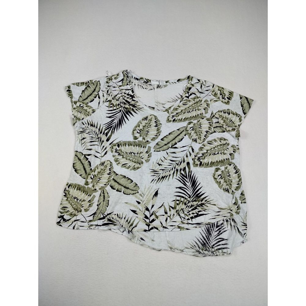 C&C California Shirt Women's 2X Multicolor Linen Hawaiian Floral Short Sleeved‎